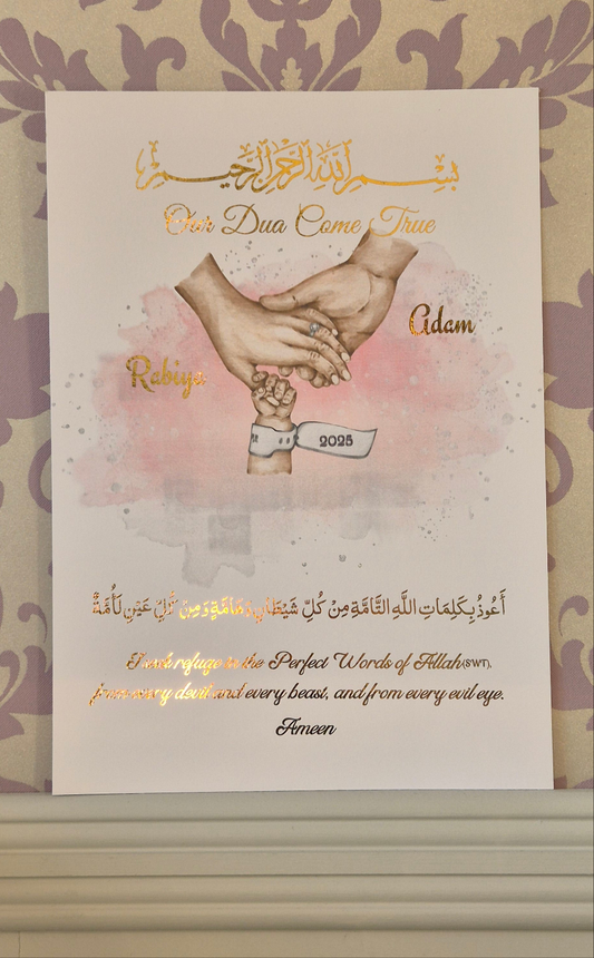 A4 New Parents Illustrated Foil Print | Islamic Gift |