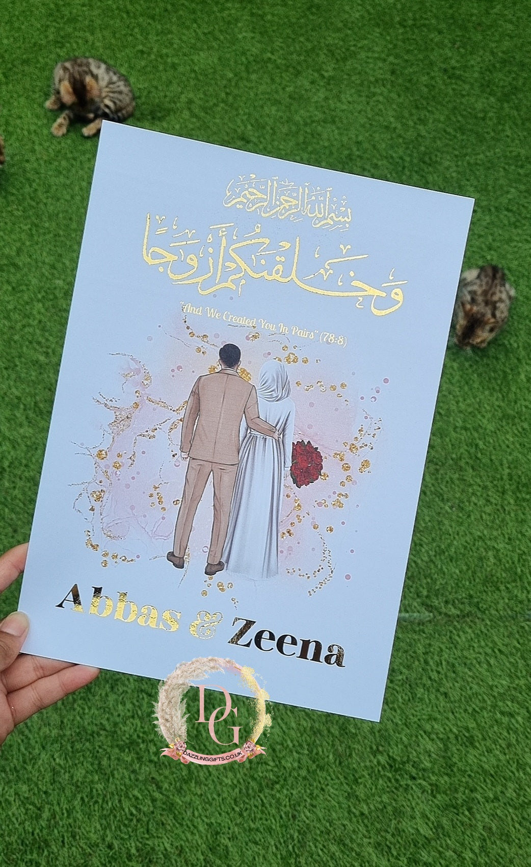 A4 Muslim Hijab Couple Foil Print | Islamic Gift | Eid Gift | Anniversary Gift