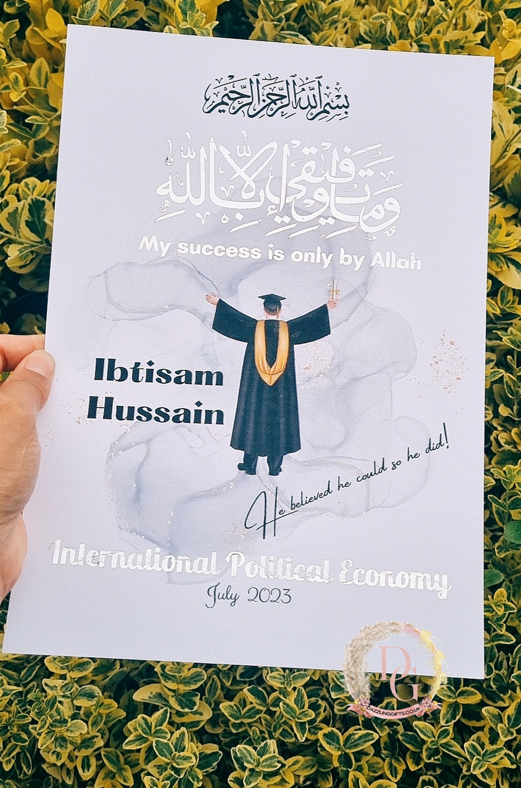 Male Illustrated Graduation Foil Print | Islamic Gift |