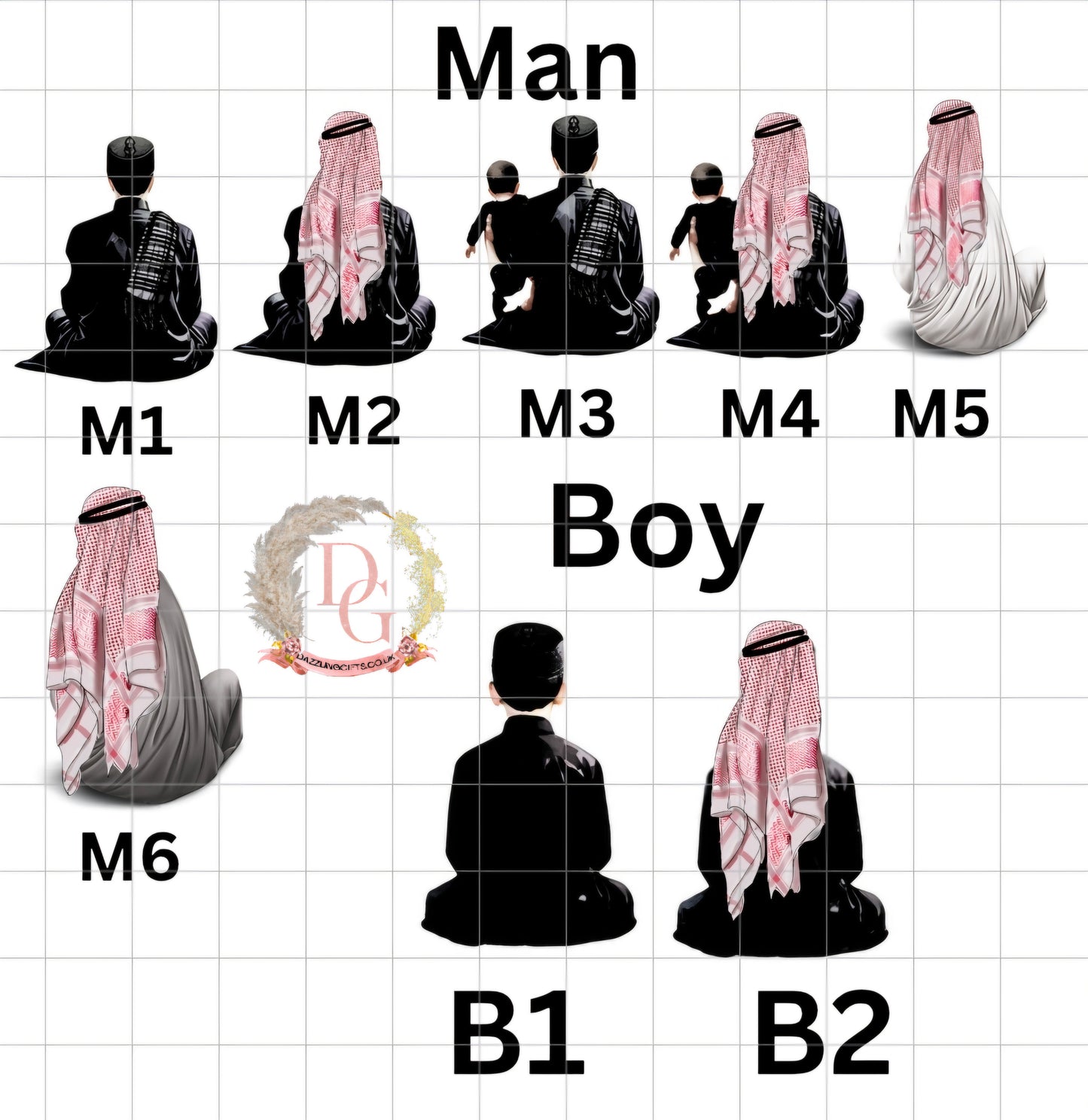 Hajj / Umrah Mubarak Gift Personalised illustrated slate(Sitting)