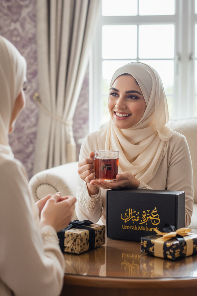 Shabnum clear mug being gifted