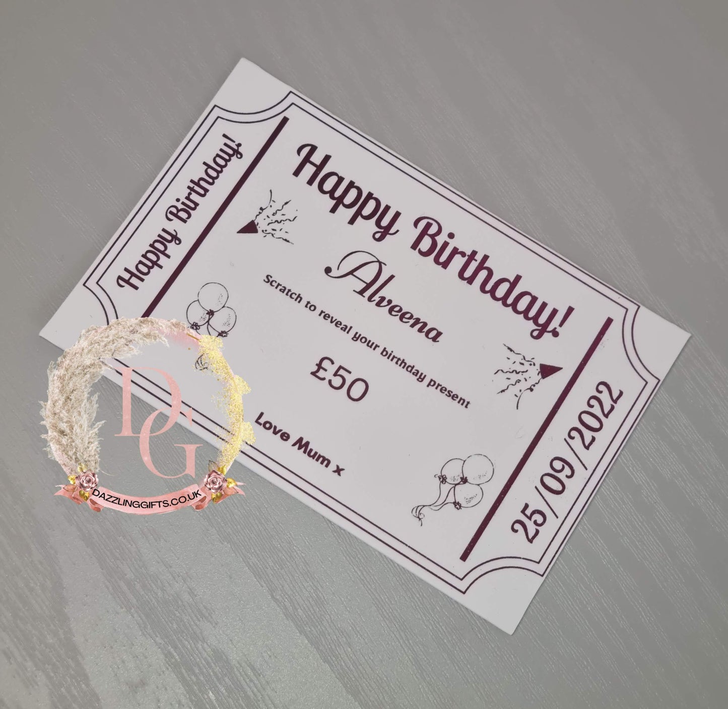 Personalised scratch and reveal card!