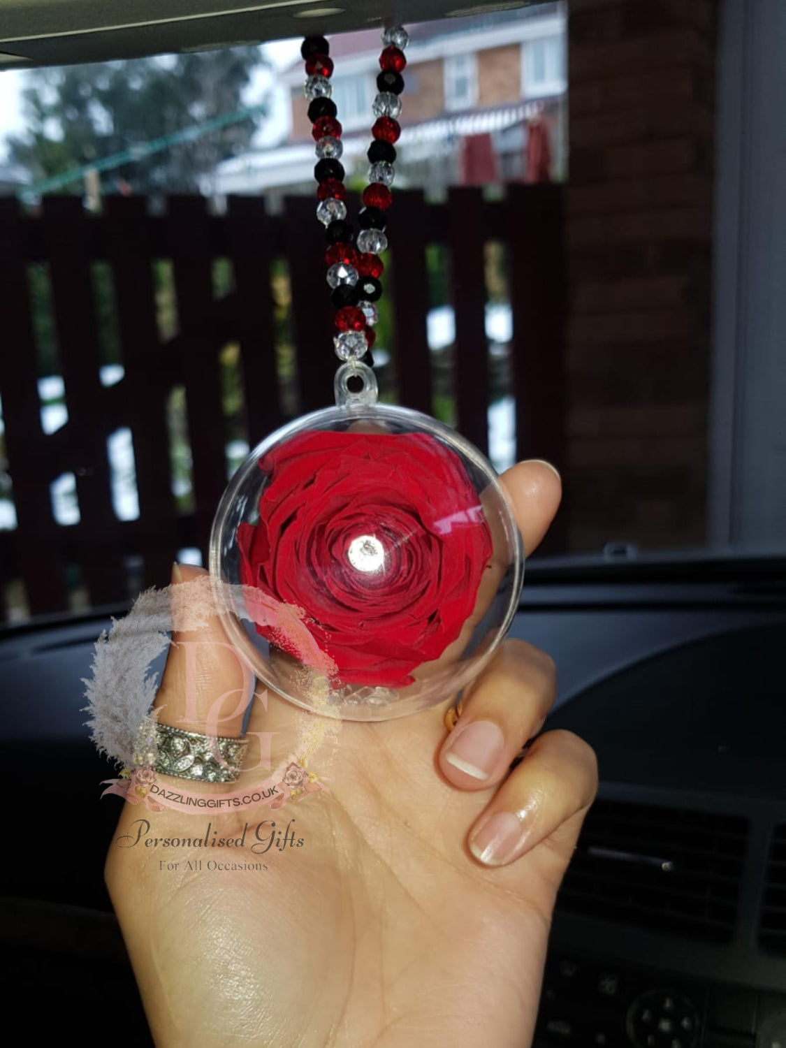 Rose Car Mirror Charm