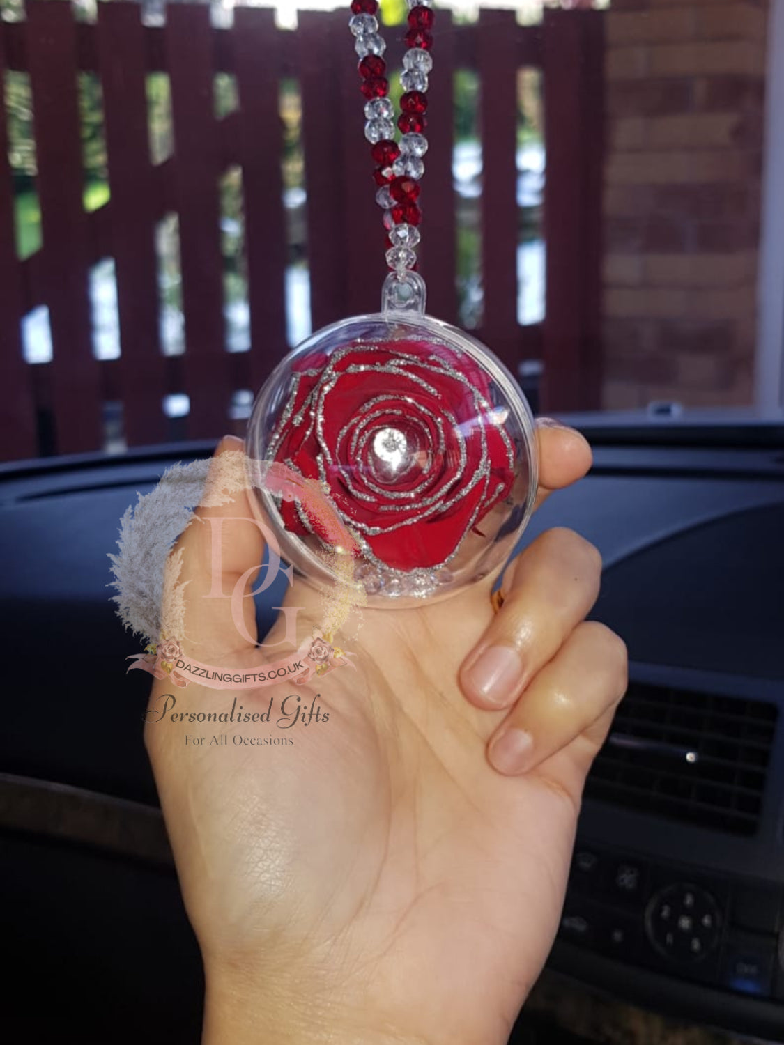 Rose Car Mirror Charm