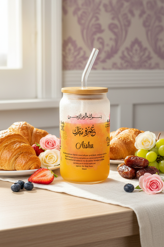 Aisha frosted glass can breakfast