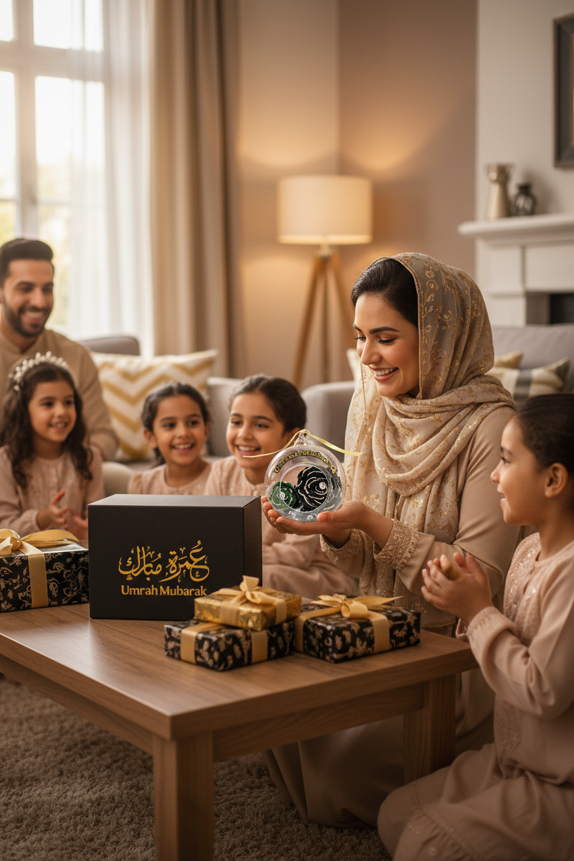 Umrah terrarium being gifted with gift box