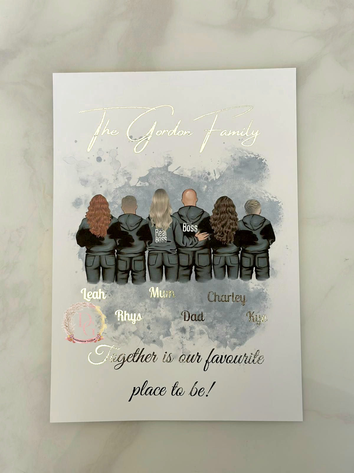 A4 Muslim Family Foil Print-Personalised Family Print